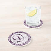 Plum Damask Monogram Wedding Anniversary Untersetz Untersetzer (Seite)