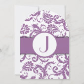 Plum Damask Orange Monogram Wedding Einladung (Rückseite)