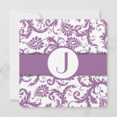 Plum Damask Orange Monogram Wedding Einladung (Rückseite)