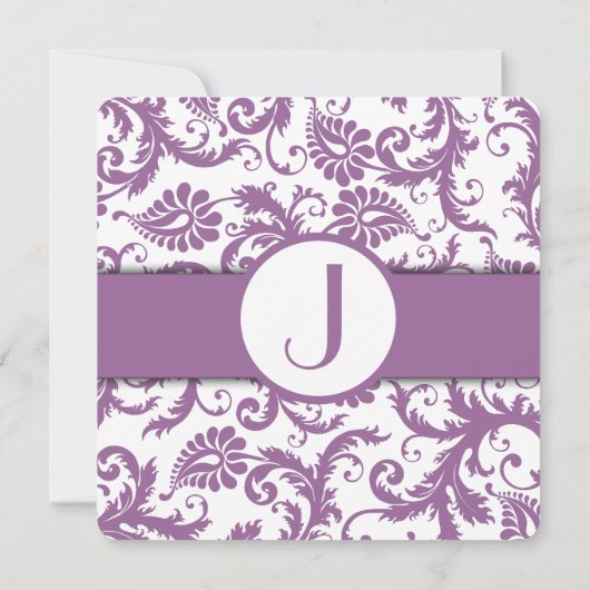Plum Damask Orange Monogram Wedding Einladung (Rückseite)