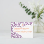 Plum Damask Orange Response und Website Cards Begleitkarte (Stehend Vorderseite)