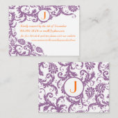 Plum Damask Orange Response und Website Cards Begleitkarte (Vorne/Hinten)