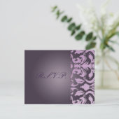 Plum Damask/RSVP-Karten erfordern 12x18 RSVP Karte (Stehend Vorderseite)