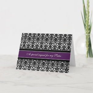 Plum Damask Sister Matron of Honor Invitation Einladung