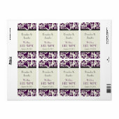 Plum Damask Wedding Mini Wine Labels (Vorne)