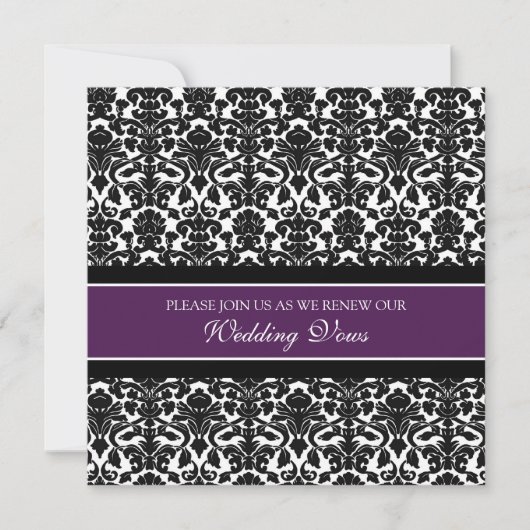 Plum Damask Wedding Vow Renewal Einladungen (Vorderseite)