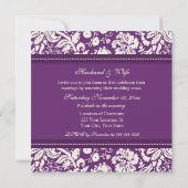 Plum Damask Wedding Vow Renewal Einladungen (Rückseite)