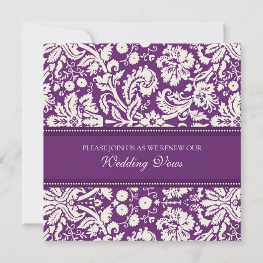 Plum Damask Wedding Vow Renewal Einladungen (Vorderseite)