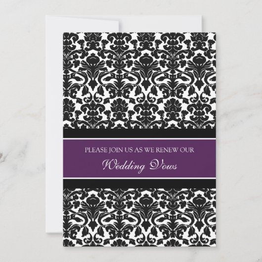 Plum Damask Wedding Vow Renewal Einladungen (Vorderseite)