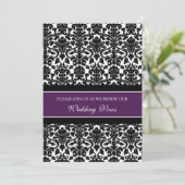 Plum Damask Wedding Vow Renewal Einladungen (Stehend Vorderseite)