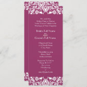 Plum Damask Wirbel Hochzeitsfeier Einladung (Vorne/Hinten)