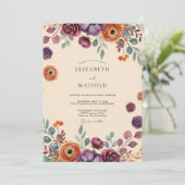 Plum Dramatic Autumnal Wedding Einladung (Stehend Vorderseite)