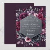 Plum Dramatic Moody Wedding Einladung (Vorne/Hinten)