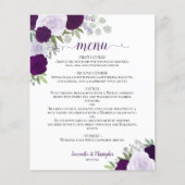 Plum & Dusty Lila Rose Budget Wedding Menu (Vorderseite)