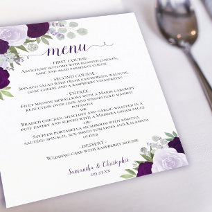 Plum & Dusty Lila Rose Budget Wedding Menu