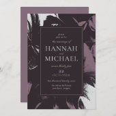 Plum Eggplant Abstrakte Blumenhochzeit Einladung (Vorne/Hinten)