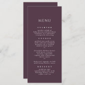 Plum Einfache Kalligraphie Elegantes Abendessen Ho Menükarte (Vorne/Hinten)