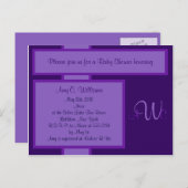 Plum Elegant Monogram Shower Einladung (Vorne/Hinten)