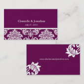 Plum Elegante Damask Business Card Visitenkarte (Vorne/Hinten)