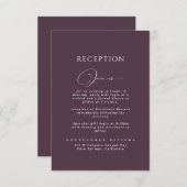 Plum Elegante Moderne schicke Hochzeitsempfehlung Begleitkarte (Vorne/Hinten)