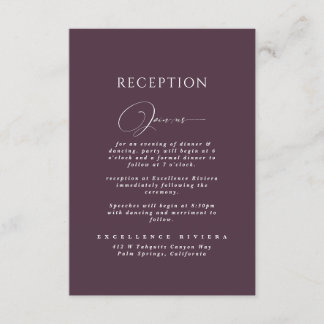Plum Elegante Moderne schicke Hochzeitsempfehlung Begleitkarte