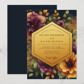 Plum Ember Bloom Wedding Einladung (Vorne/Hinten)