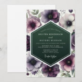 Plum Emerald Anemone Wedding Einladung (Vorne/Hinten)