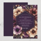 Plum Enchanted Bloom Wedding Einladung (Vorne/Hinten)