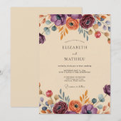 Plum Exuberant Bohemian Wedding Einladung (Vorne/Hinten)