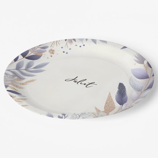 Plum Fall Summer Lavender Sage Brautparty Pappteller (Schrägansicht)