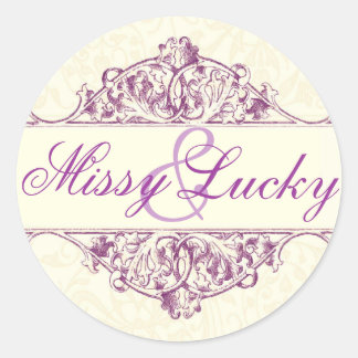 Plum Filigree Bride & Groom Sticker