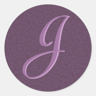 Plum Filigree Monogramm-Aufkleber/Siegel Runder Aufkleber