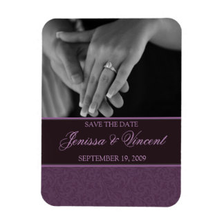 Plum Filigree Speichern Sie das Datum Magnet 3" x