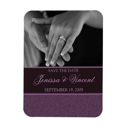Plum Filigree Speichern Sie das Datum Magnet 3" x  (Vertikal)