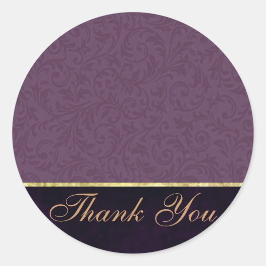 Plum Filigree Vielen Dank, Sticker/Siegel Runder Aufkleber (Vorderseite)