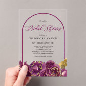 Plum Floral Arch Brautparty Acryleinladungen (Insitu (Handheld))