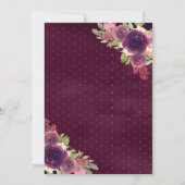 Plum Floral Butterfly Navy Blue Gold Quinceanera Einladung (Rückseite)