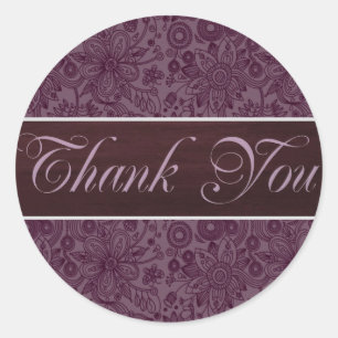 Plum Floral Danke Sticker/Siegel Runder Aufkleber