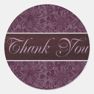 Plum Floral Danke Sticker/Siegel Runder Aufkleber