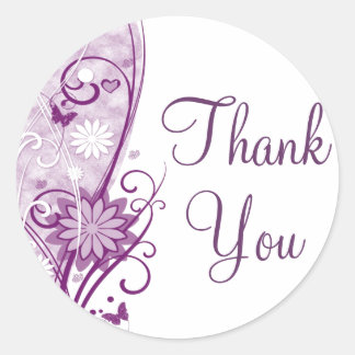 Plum Floral Danke Sticker/Siegel Runder Aufkleber