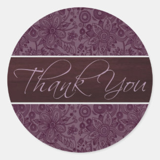 Plum Floral Danke Sticker/Siegel Runder Aufkleber