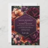 Plum Floral Dusk Wedding Einladung (Vorderseite)