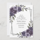 Plum Floral Frame Wedding Invitation Einladung (Vorderseite)