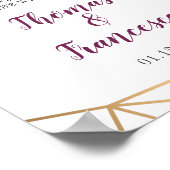 Plum Floral Imitate Goldenes geometrisches Begrüßu Poster (Ecke)