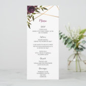 Plum floral Imitats Gold Geometric Wedding Menu Ca Menükarte (Stehend Vorderseite)