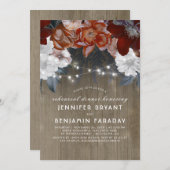 Plum Floral Lights Rustikale Probe Abendessen Einladung (Vorne/Hinten)