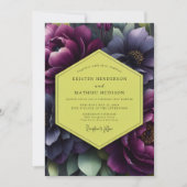 Plum Floral Opulence Wedding Einladung (Vorderseite)