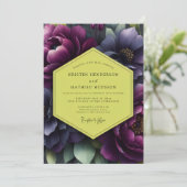 Plum Floral Opulence Wedding Einladung (Stehend Vorderseite)