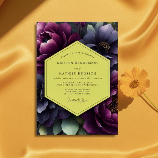 Plum Floral Opulence Wedding Einladung