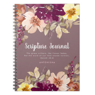 Plum floral Personalisiert Scripting Journal Notizblock